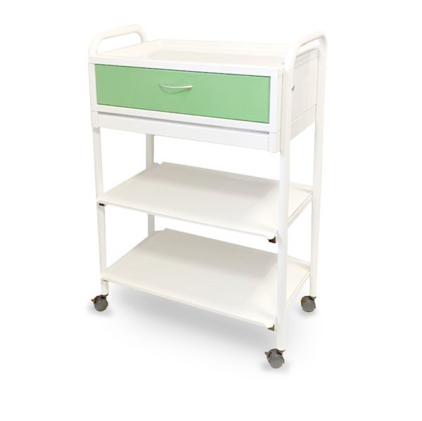 Столик маніпуляційний медичний СМ-3-1 ТМ ОМЕГА, полиці нержавіюча сталь